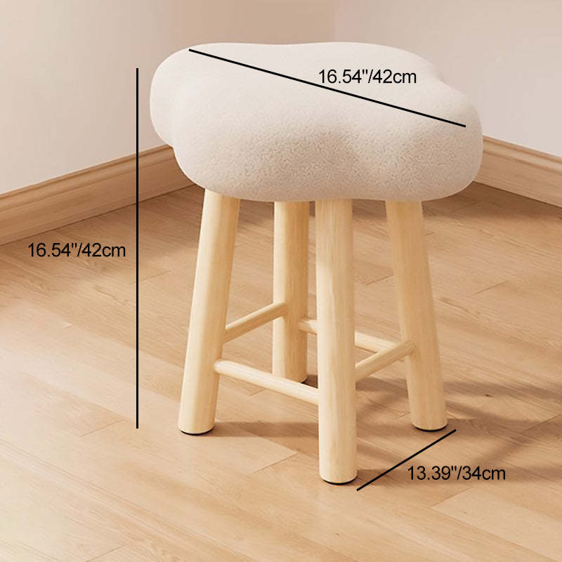 Nordic Lambswool Tech Fabric Wood Cloud Stool — Brown Seat + Walnut Leg - Tech Fabric
