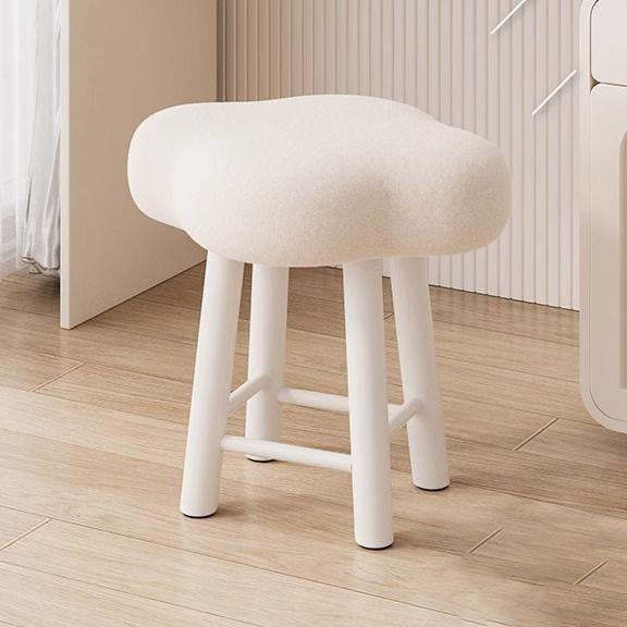 Nordic Lambswool Tech Fabric Wood Cloud Stool — White Seat + Wood Color Leg - Lambswool