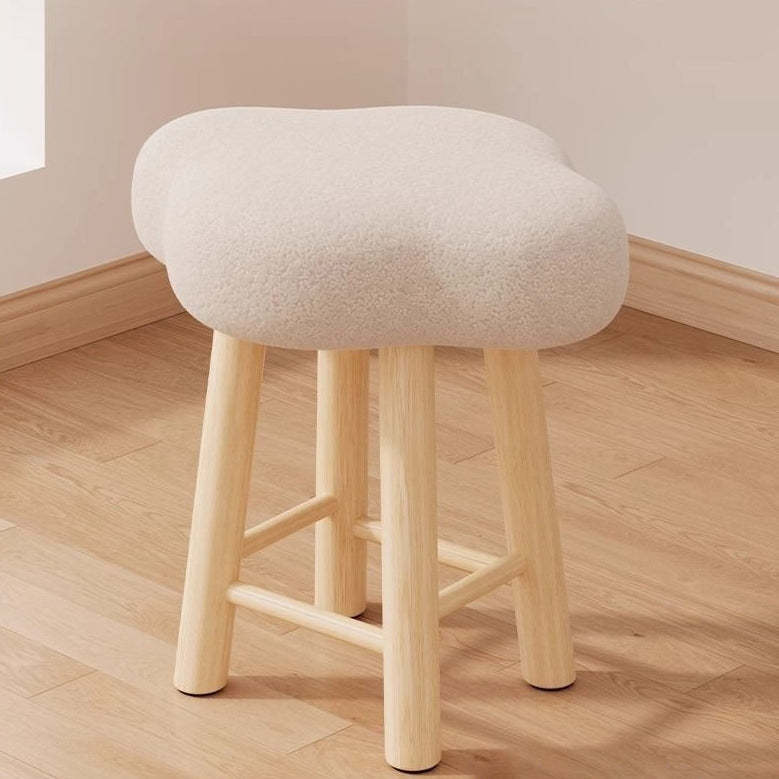 Nordic Lambswool Tech Fabric Wood Cloud Stool