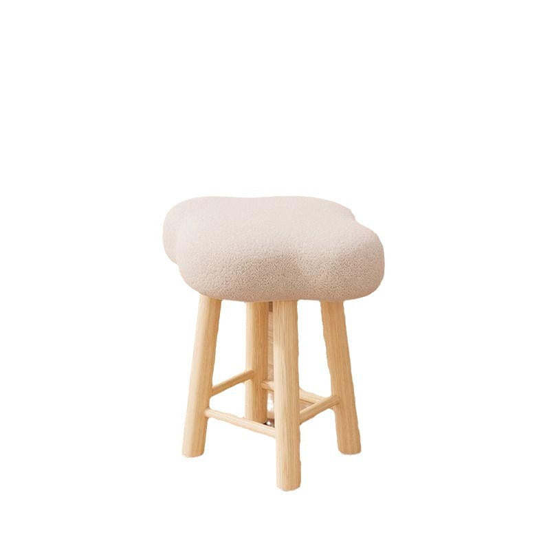 Nordic Lambswool Tech Fabric Wood Cloud Stool
