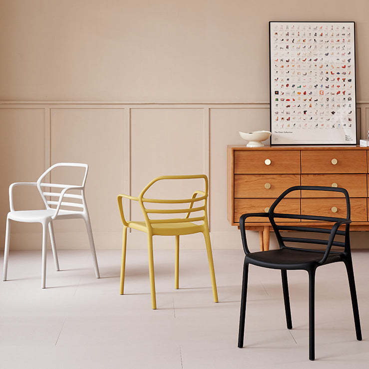 Nordic Curved Geometric Dining Chair — Yellow