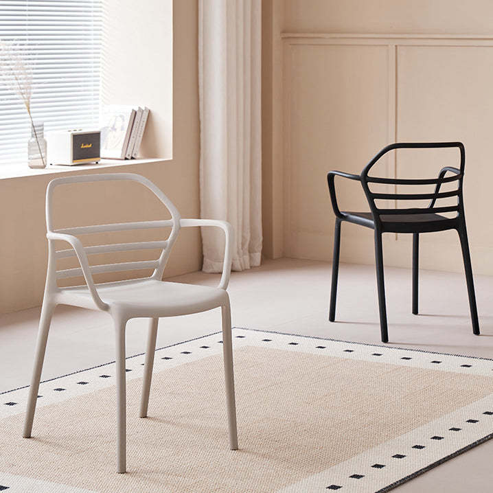 Nordic Curved Geometric Dining Chair — Light Coffee Color