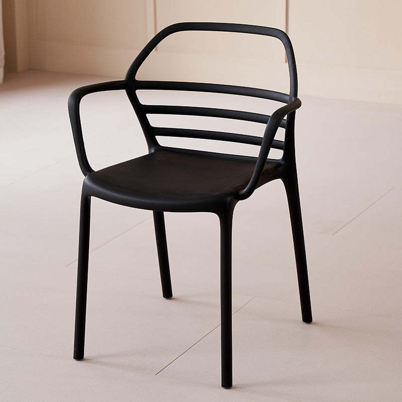 Lighom geometric curved metal dining chairs & benches for dining room — Black