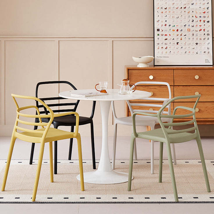 Nordic Curved Geometric Dining Chair — Blue