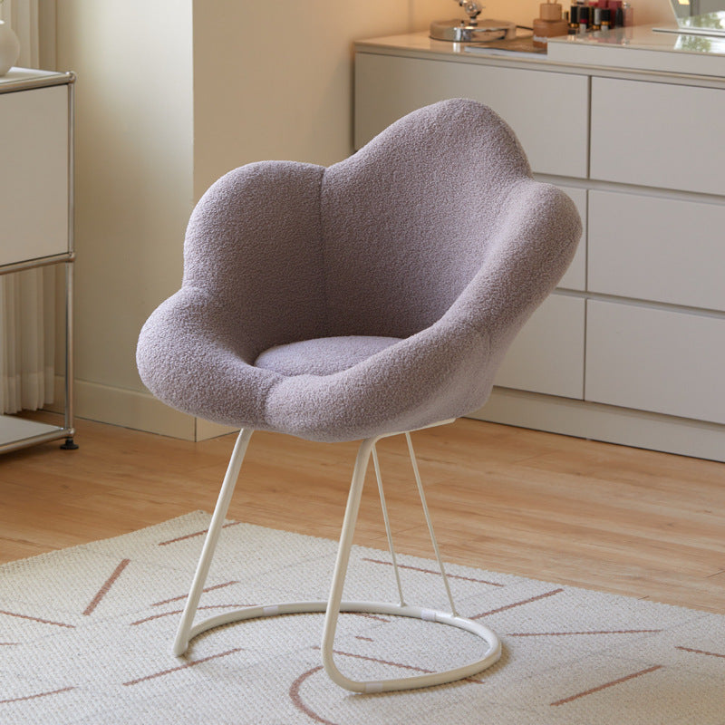 Nordic Swivel Lambswool Iron Petal Vanity Stool — Non-Swivel / Gray
