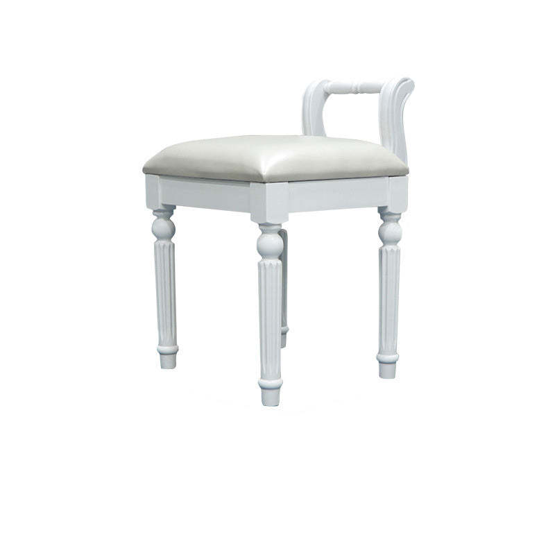 Retro Leather Fabric Wood Jacquard Vanity Stool