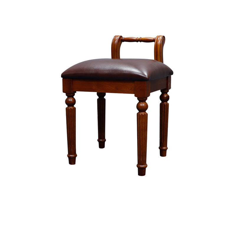 Retro Leather Fabric Wood Jacquard Vanity Stool