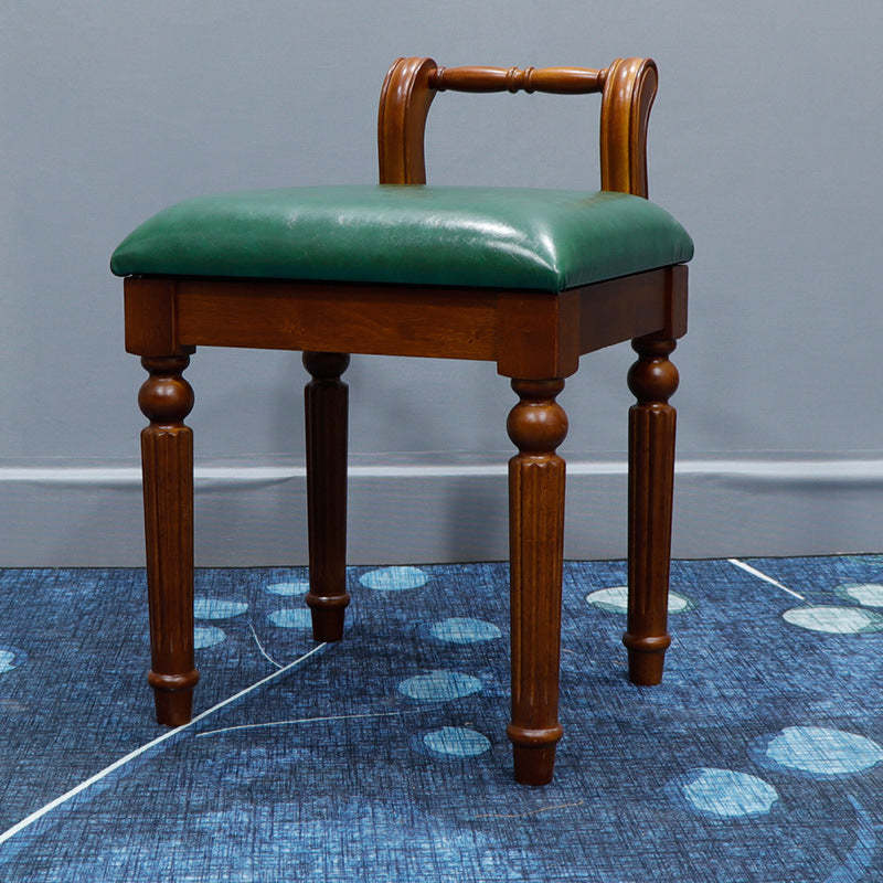 Retro Leather Fabric Wood Jacquard Vanity Stool
