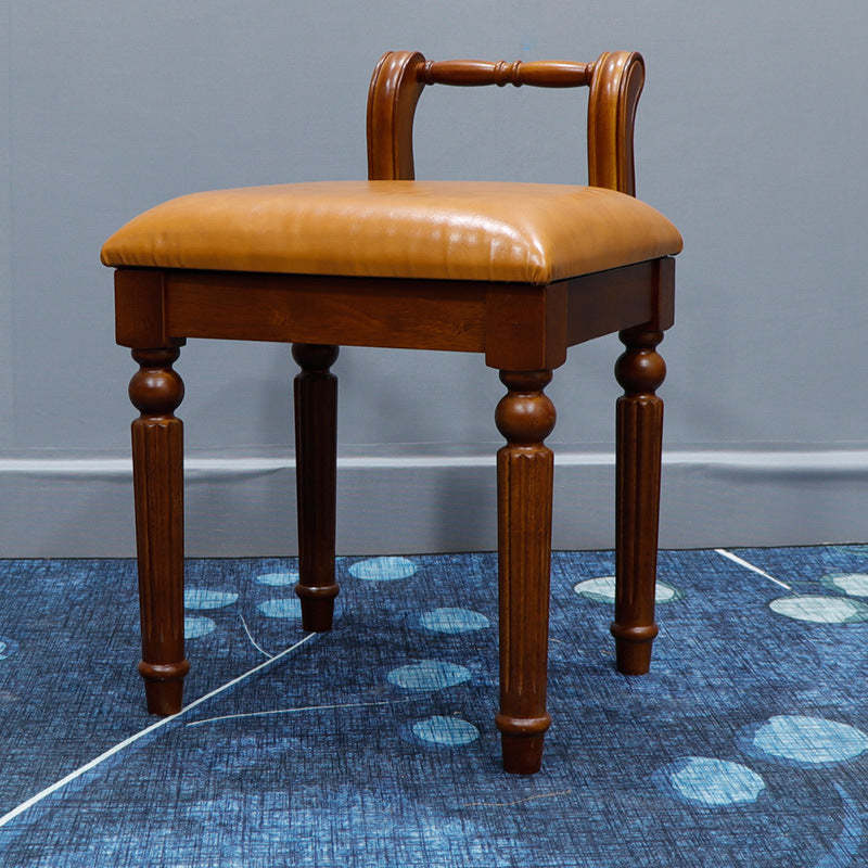Retro Leather Fabric Wood Jacquard Vanity Stool