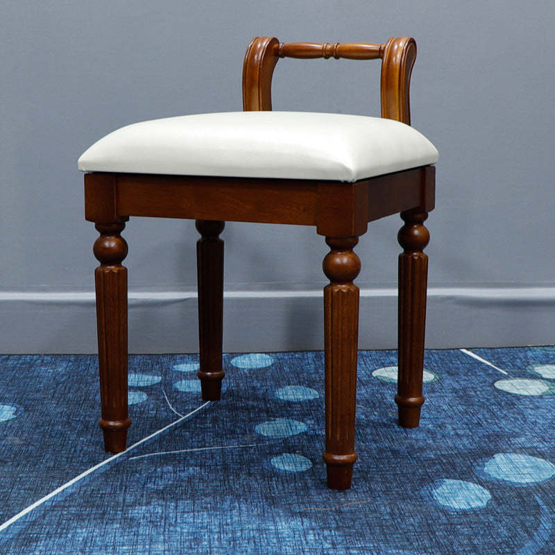 Retro Leather Fabric Wood Jacquard Vanity Stool