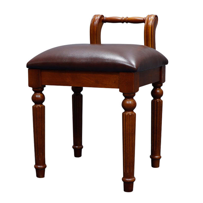 Retro Leather Fabric Wood Jacquard Vanity Stool