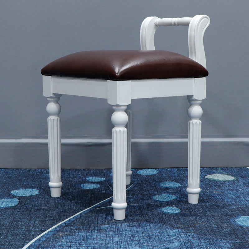Retro Leather Fabric Wood Jacquard Vanity Stool