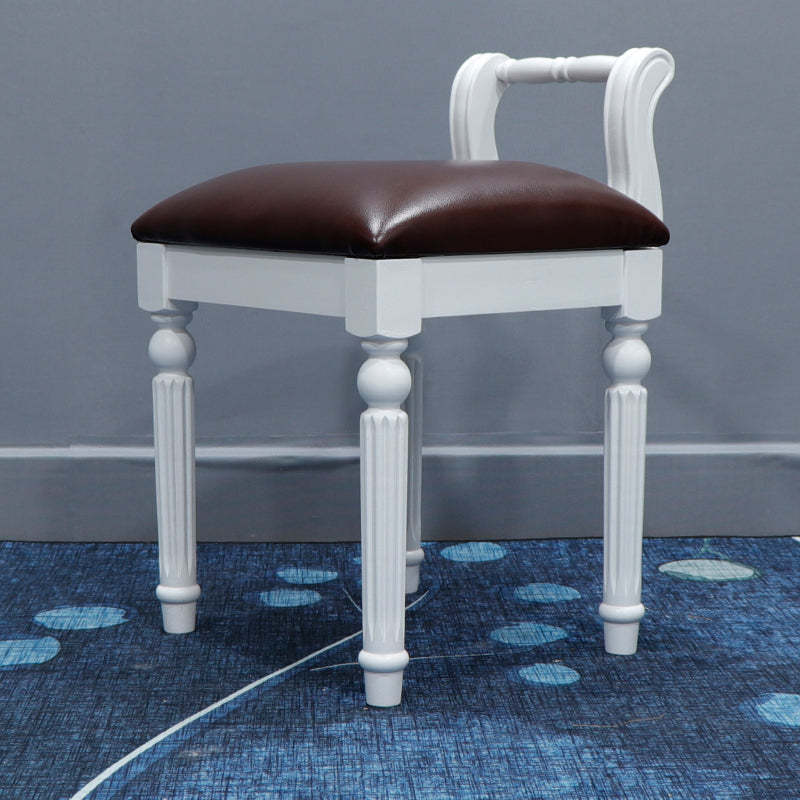 Retro Leather Fabric Wood Jacquard Vanity Stool