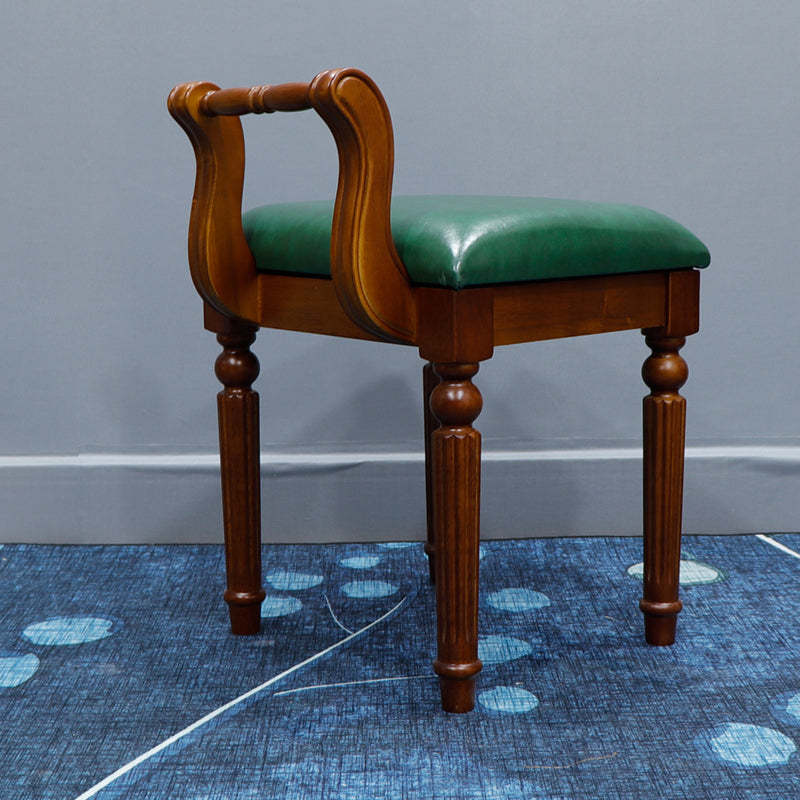 Retro Leather Fabric Wood Jacquard Vanity Stool