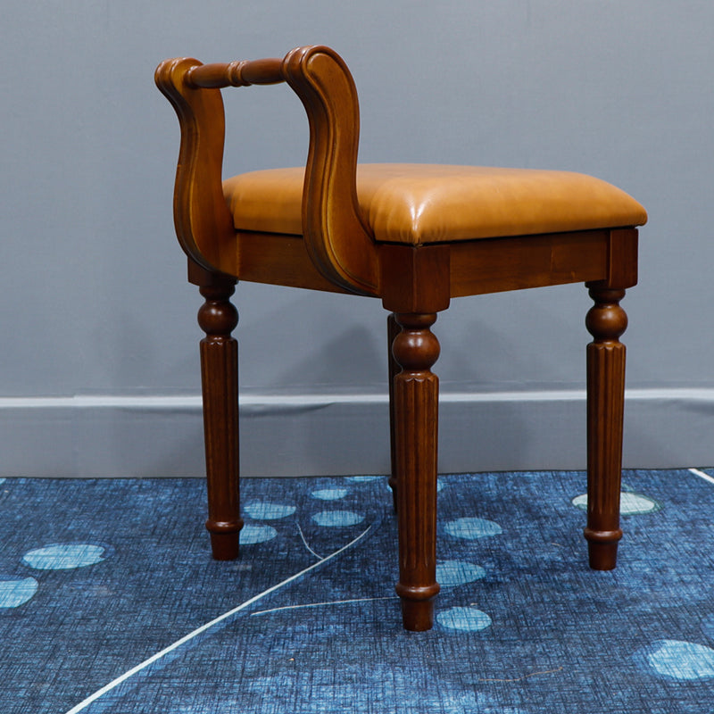 Retro Leather Fabric Wood Jacquard Vanity Stool