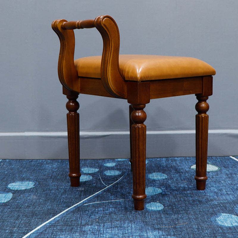 Retro Leather Fabric Wood Jacquard Vanity Stool