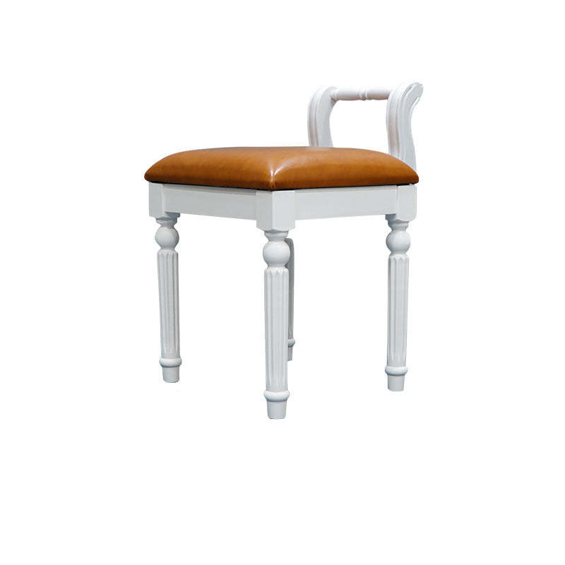 Retro Leather Fabric Wood Jacquard Vanity Stool