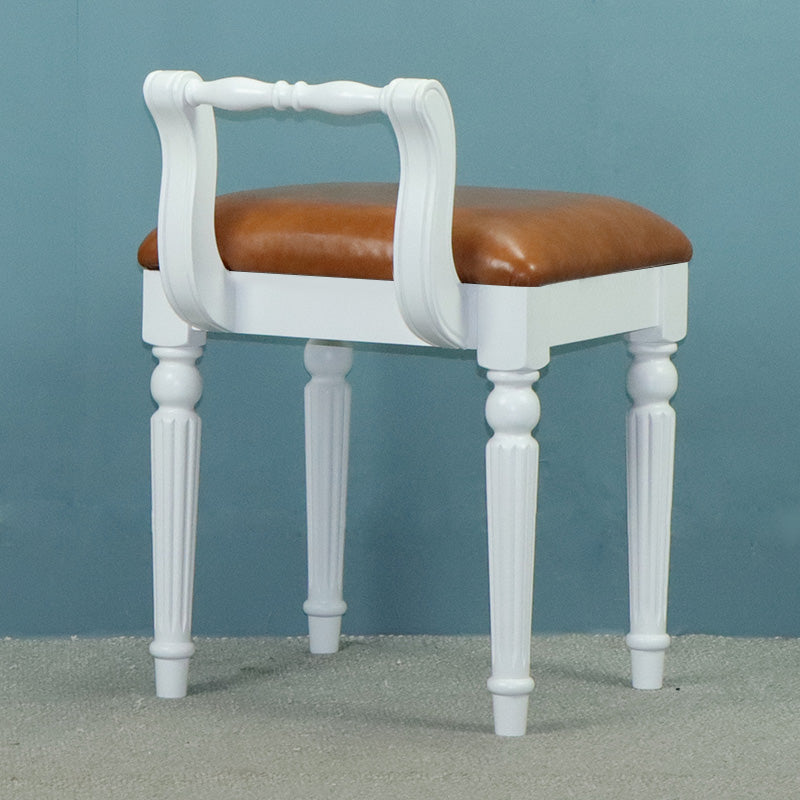 Retro Leather Fabric Wood Jacquard Vanity Stool
