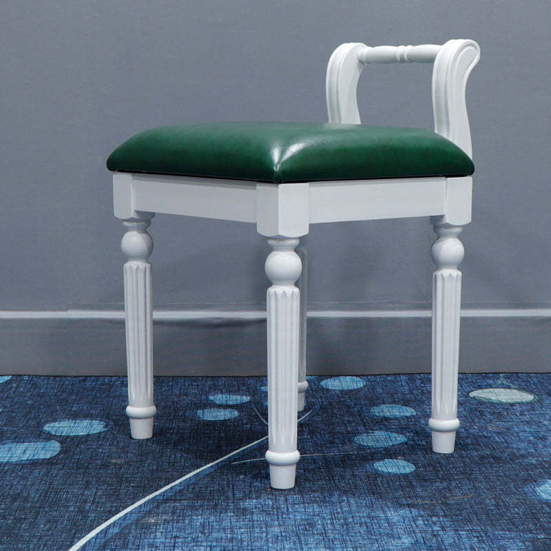 Retro Leather Fabric Wood Jacquard Vanity Stool