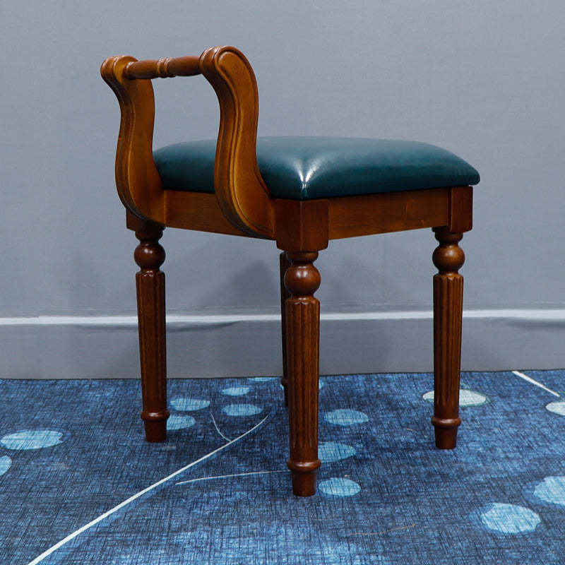 Retro Leather Fabric Wood Jacquard Vanity Stool