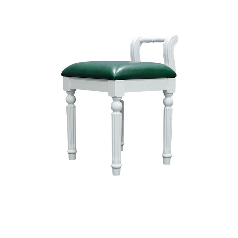 Retro Leather Fabric Wood Jacquard Vanity Stool
