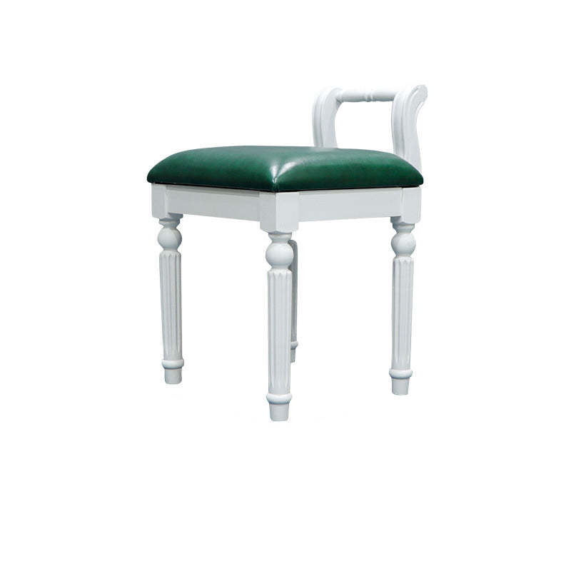 Retro Leather Fabric Wood Jacquard Vanity Stool