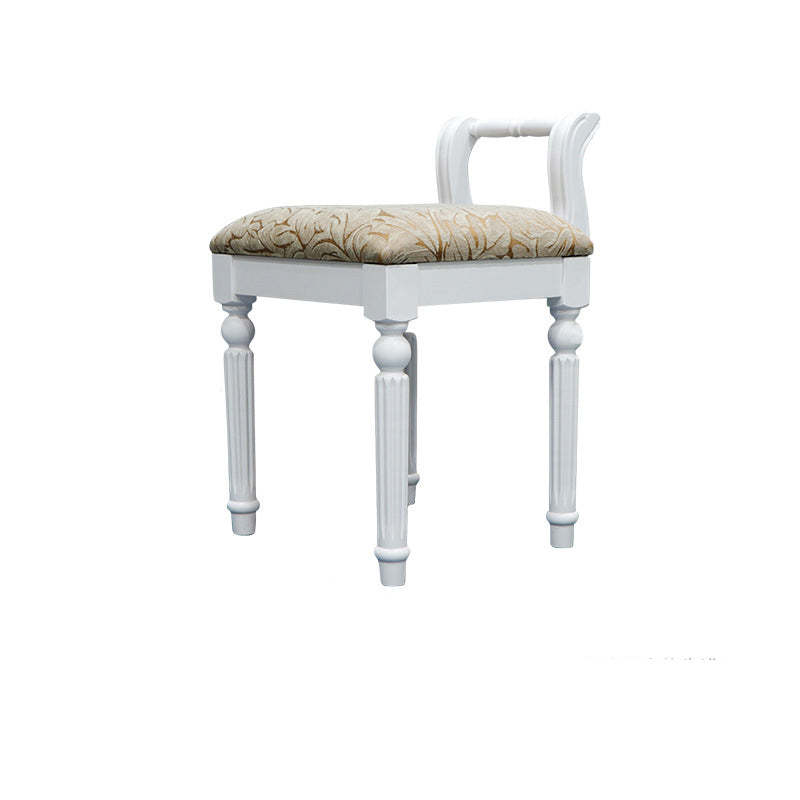 Retro Leather Fabric Wood Jacquard Vanity Stool