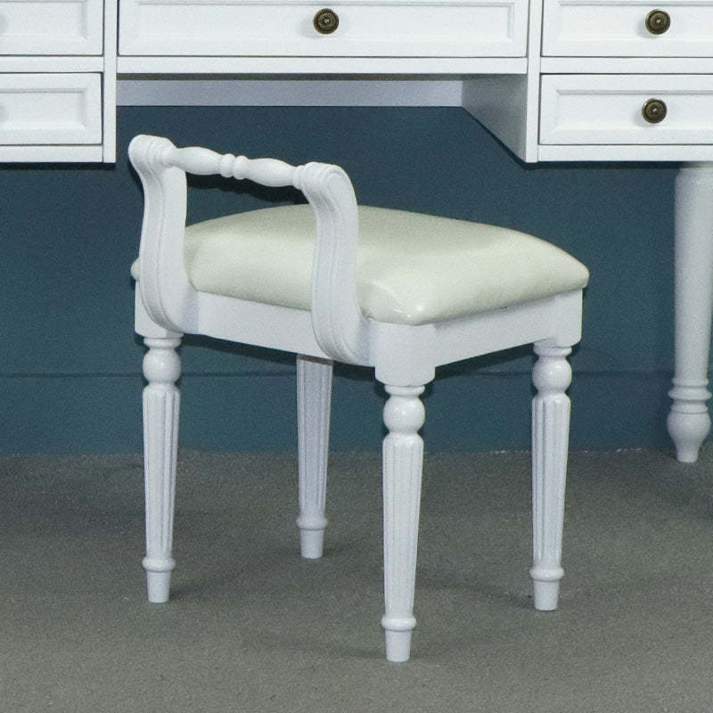 Retro Leather Fabric Wood Jacquard Vanity Stool