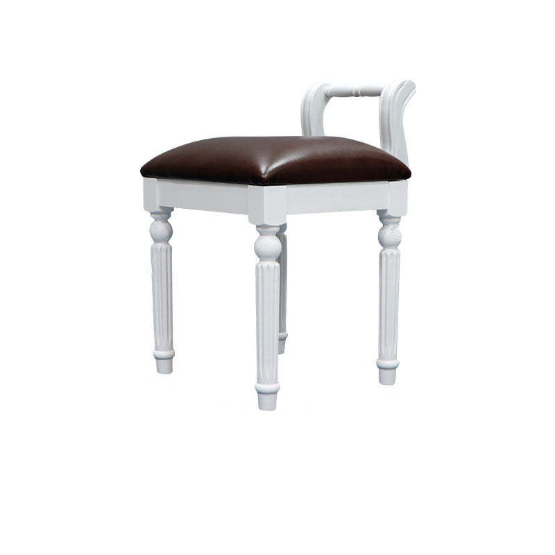 Retro Leather Fabric Wood Jacquard Vanity Stool