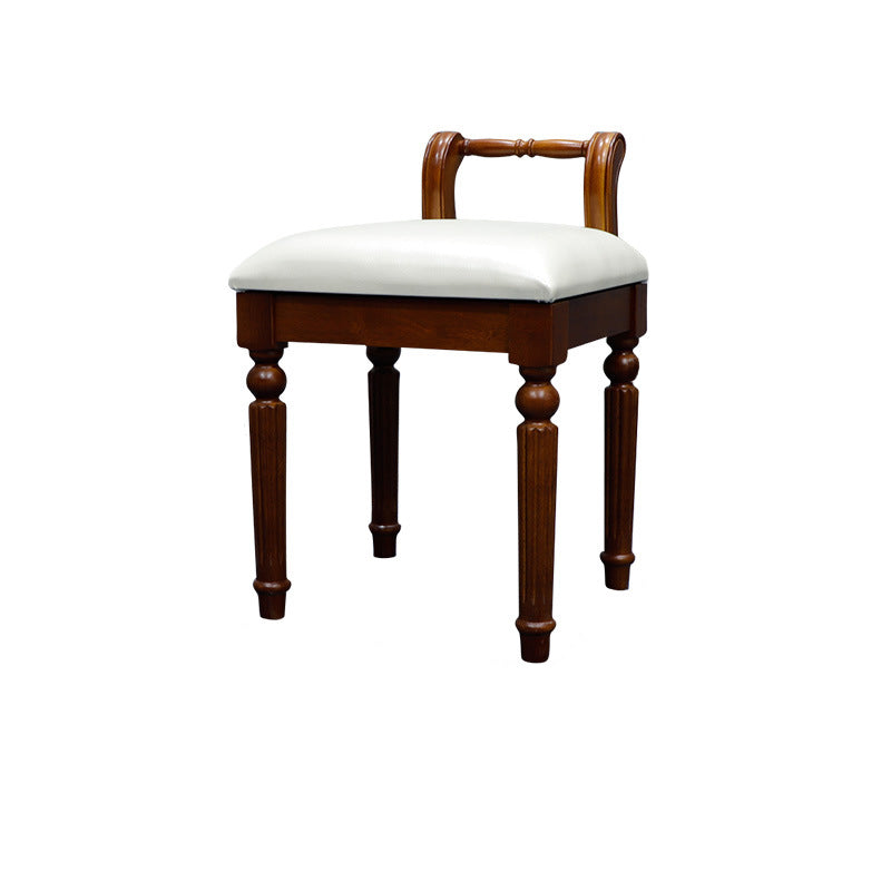 Retro Leather Fabric Wood Jacquard Vanity Stool