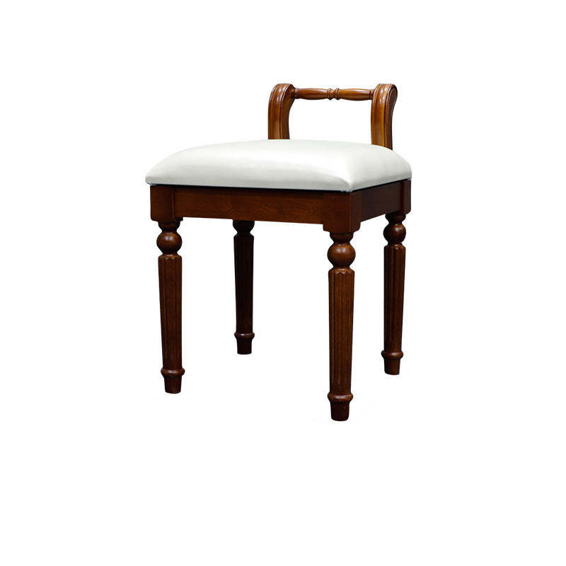 Retro Leather Fabric Wood Jacquard Vanity Stool