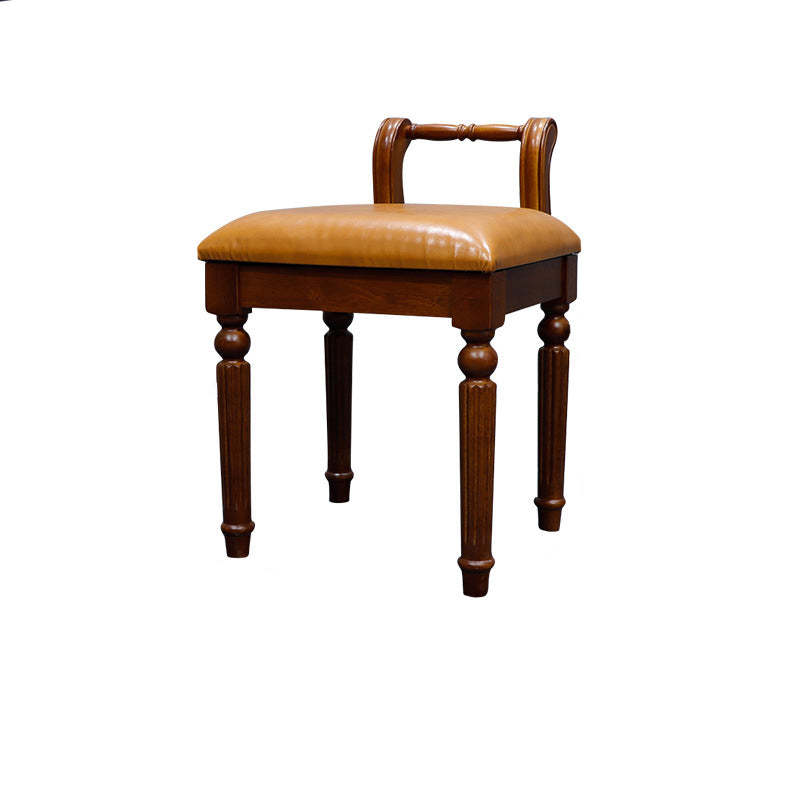Retro Leather Fabric Wood Jacquard Vanity Stool