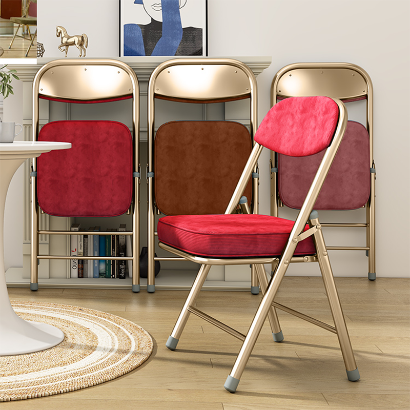 Retro Foldable Corduroy Metal Desk Chair