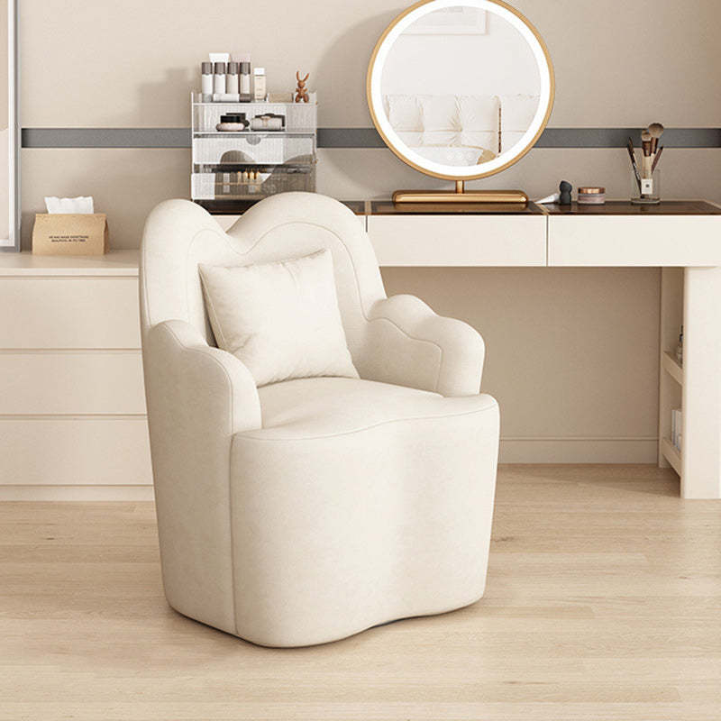Nordic Lambswool Suede Petal Swivel Vanity Stool — Swivel / White - Lambswool