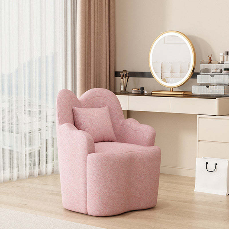 Nordic Lambswool Suede Petal Swivel Vanity Stool — Non-Swivel / Pink - Lambswool