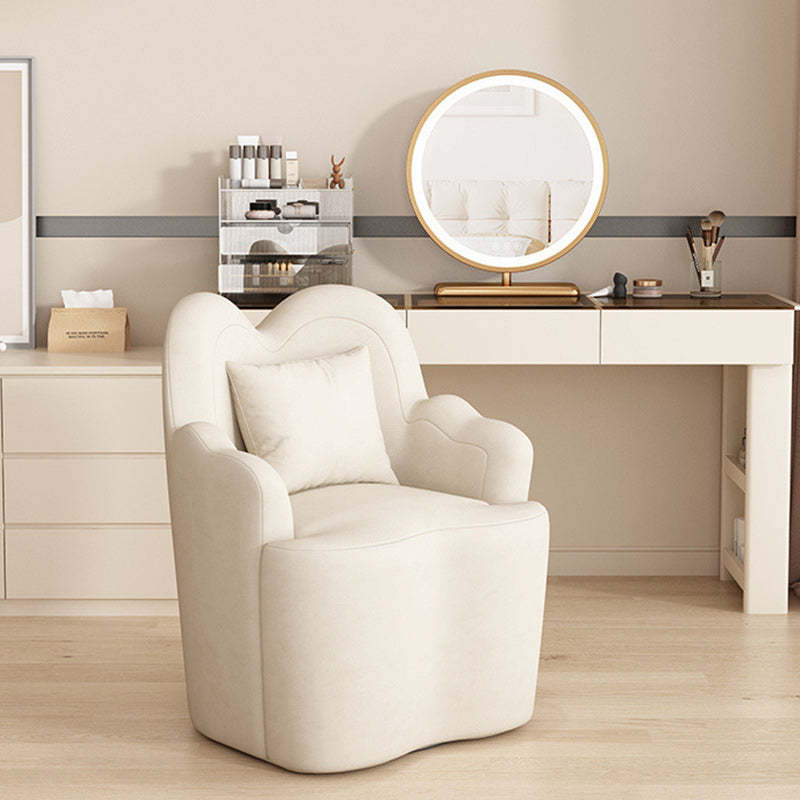 Nordic Lambswool Suede Petal Swivel Vanity Stool — Non-Swivel / White - Lambswool