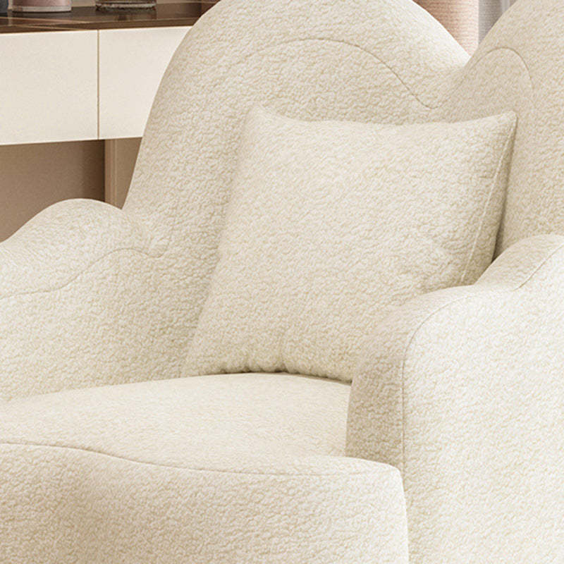 Nordic Lambswool Suede Petal Swivel Vanity Stool — Swivel / White - Suede