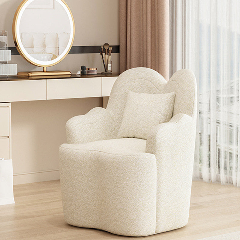 Nordic Lambswool Suede Petal Swivel Vanity Stool — Non-Swivel / White - Suede