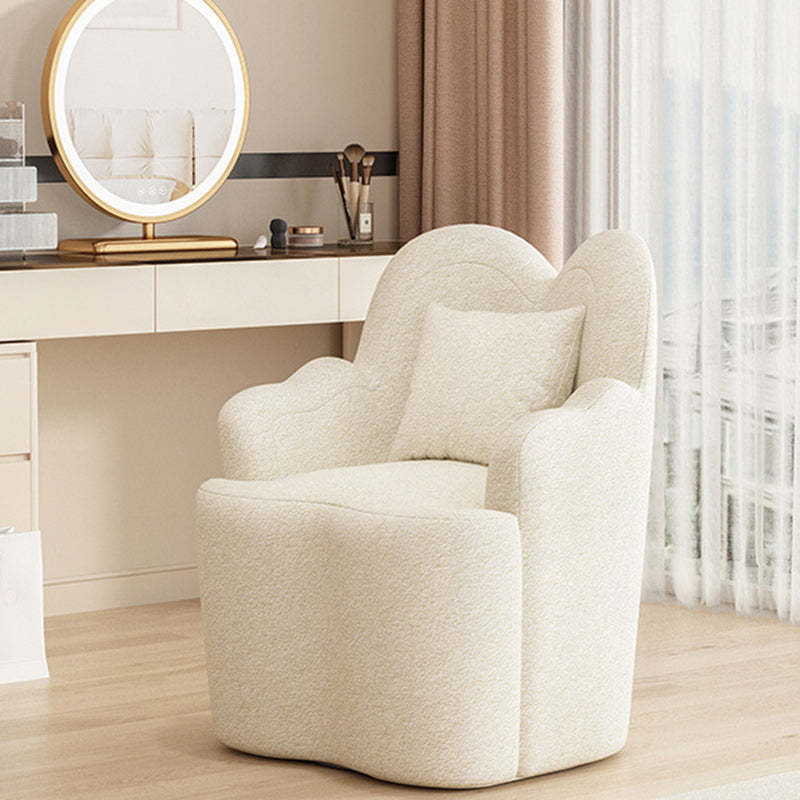 Nordic Lambswool Suede Petal Swivel Vanity Stool — Non-Swivel / White - Suede
