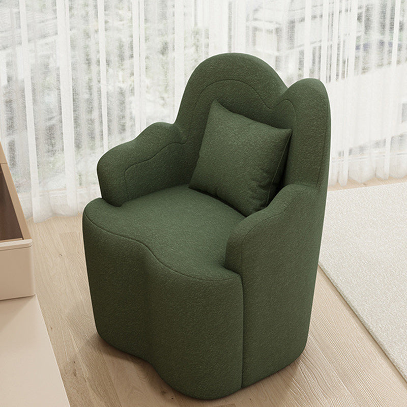 Nordic Lambswool Suede Petal Swivel Vanity Stool — Non-Swivel / Dark Green - Lambswool
