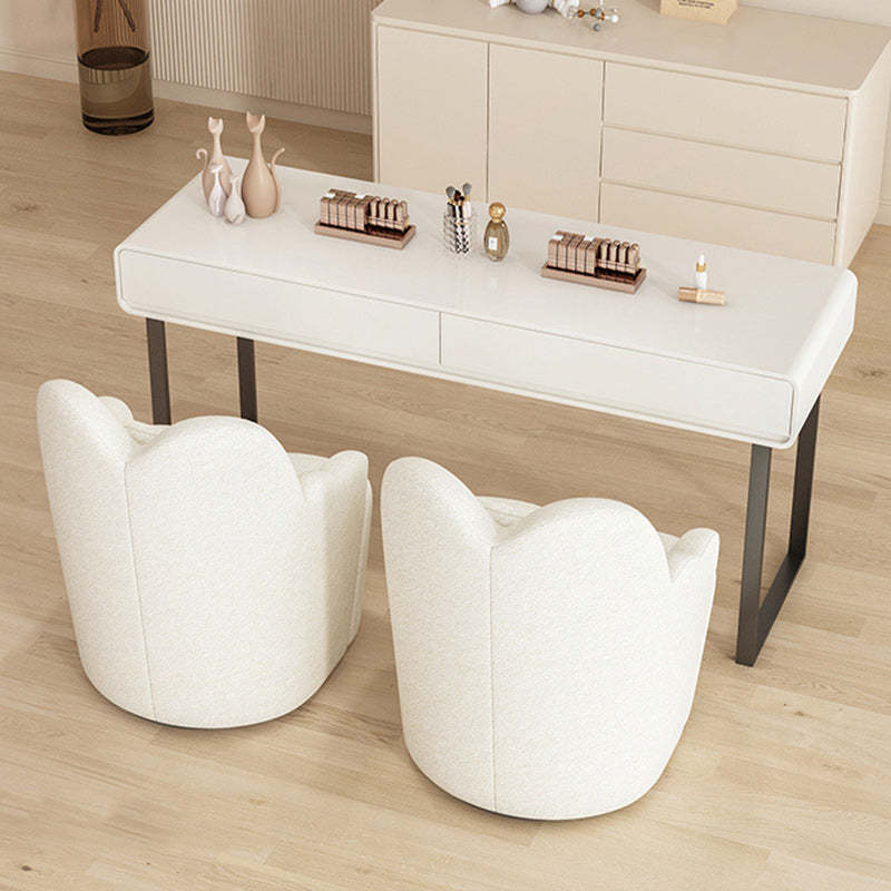 Nordic Lambswool Suede Petal Swivel Vanity Stool — Non-Swivel / Red - Suede