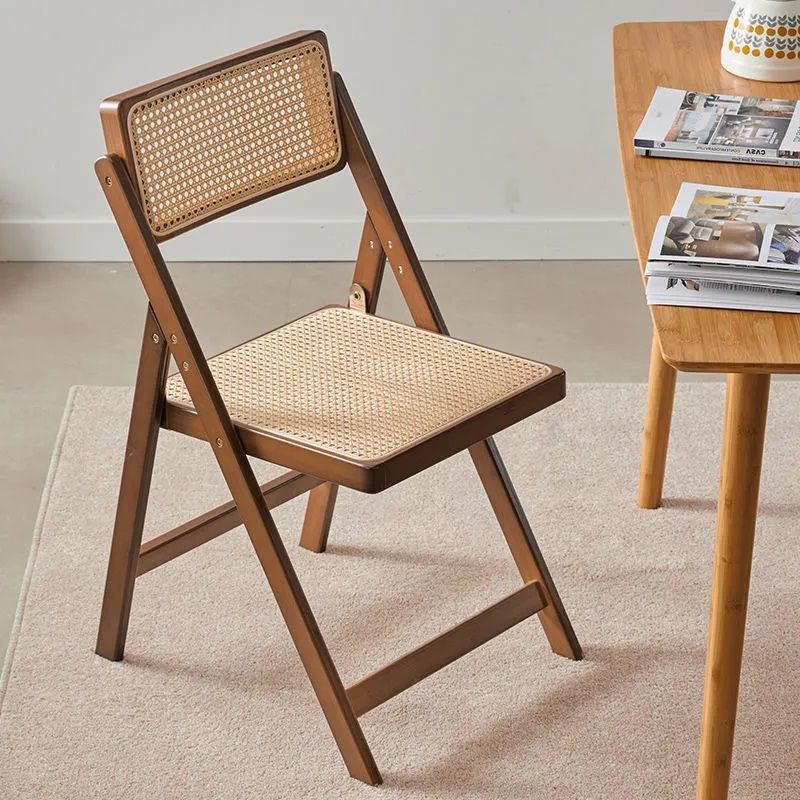 Japanese Bamboo Resin Foldable Woven Dining Chair