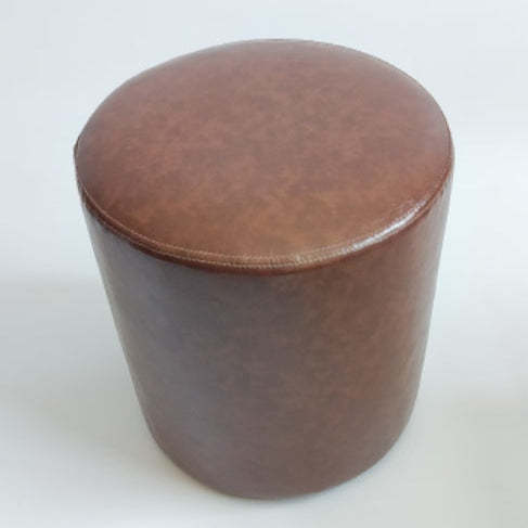 Retro Leather Wood Round Stackable Button Footstool