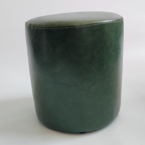Retro Leather Wood Round Stackable Button Footstool