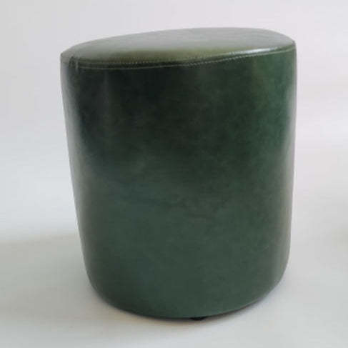 Retro Leather Wood Round Stackable Button Footstool