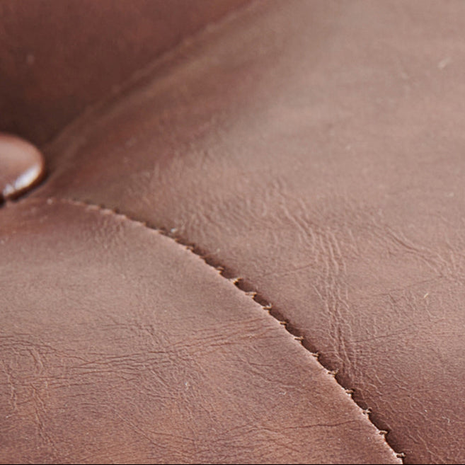Retro Leather Wood Round Stackable Button Footstool