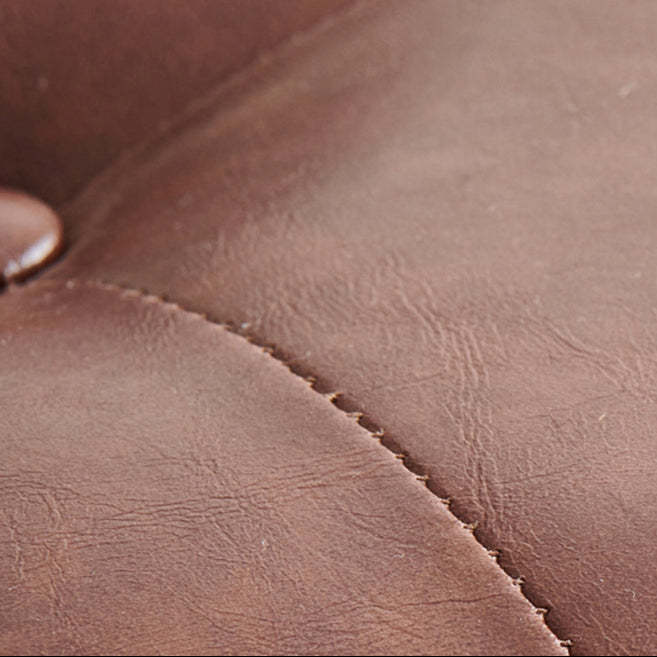 Retro Leather Wood Round Stackable Button Footstool