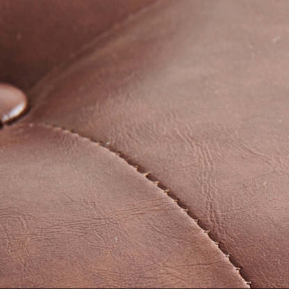 Retro Leather Wood Round Stackable Button Footstool