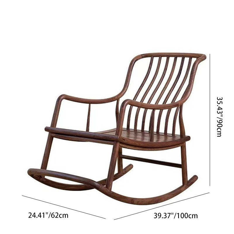 Chinese Elm Wood Linear Square Rocking Chair
