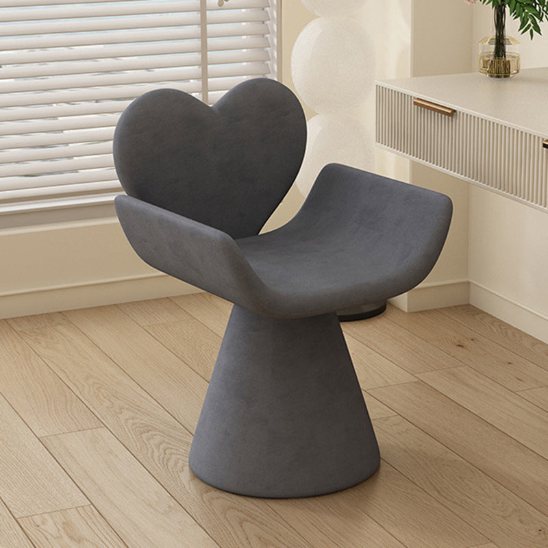 Nordic Velvet Wood Heart-Shaped Swivel Vanity Stool — Non-Swivel / Gray